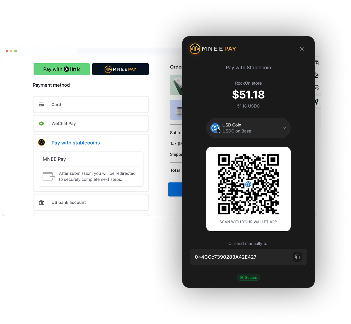 MNEE Pay QR code mockup